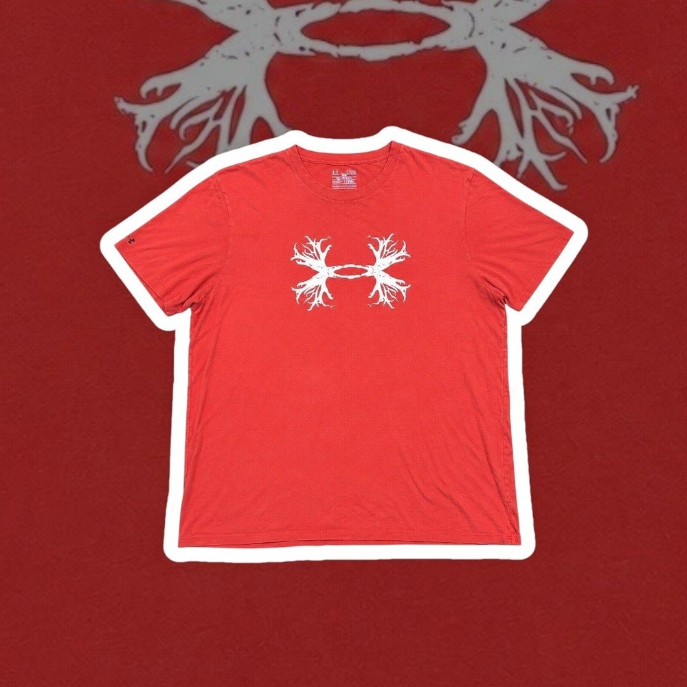 Under Armour Charged Cotton Antler Logo T-Shirt Burnt Orange XL Graphic Tee